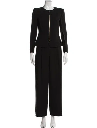 Pre-owned Giorgio Armani Ruffle Embellishment Pantsuit In Black