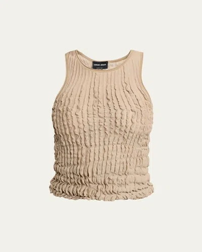 Giorgio Armani Ruffle Knit Tank Top In Brown