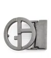 Giorgio Armani Ruthenium-plated Ga Logo Belt Buckle In Black