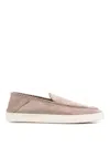 Giorgio Armani Beige Cow Leather Slip-on Trainers In Multi