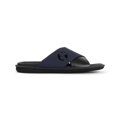 Giorgio Armani Logo Cross Sandals In Black