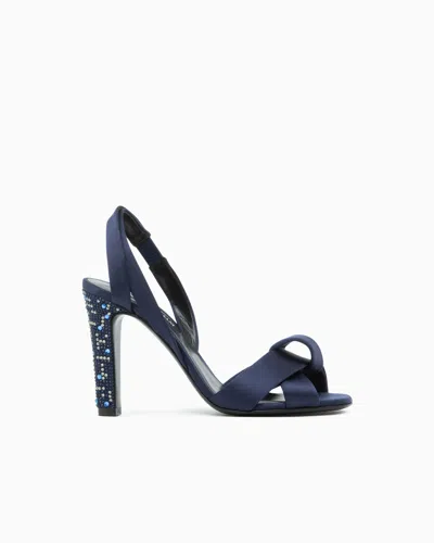 Giorgio Armani Sandals In Viscose And Silk Satin With Leather Sole In Blue