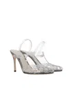 Giorgio Armani Crystal Embellished Leather Round Toe Pumps In Transparent+crystal