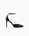 Giorgio Armani Satin And Rhinestone Ankle-strap Pumps In Black