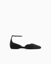Giorgio Armani Satin And Rhinestone Ballerinas With A Strap In Black