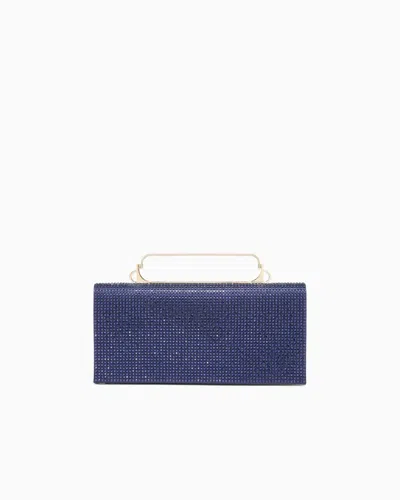 Giorgio Armani Satin And Rhinestone Clutch Bag In Blue