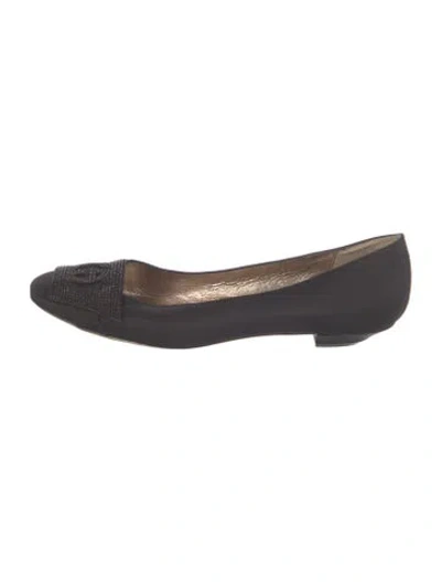 Pre-owned Giorgio Armani Satin Ballet Flats In Black