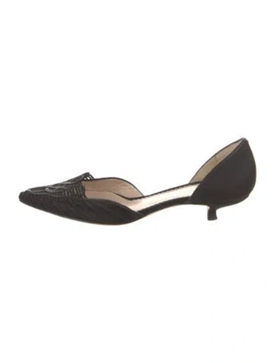 Pre-owned Giorgio Armani Satin Braided Accents D'orsay Pumps In Black