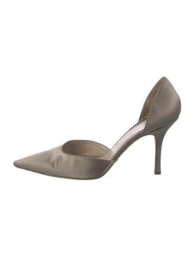 Pre-owned Giorgio Armani Satin D'orsay Pumps In Green