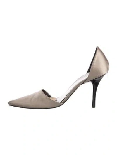 Pre-owned Giorgio Armani Satin D'orsay Pumps In Neutral