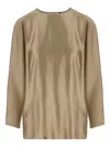 Giorgio Armani Golden Shiny Effect Silk Top In Brown