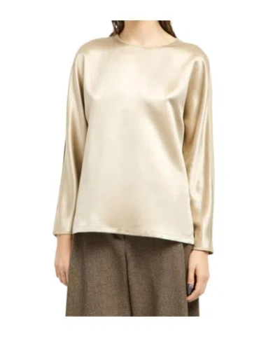 Giorgio Armani Satin-finish Long-sleeve Top In Gold