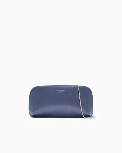 Giorgio Armani Satin Horizontal La Prima Clutch Bag In Gray
