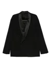Giorgio Armani Satin-lapels Double-breasted Suit In Black