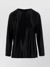 Giorgio Armani Shiny Effect Silk Sweatshirt With Crew Neck And Back Zipper Closure In Black