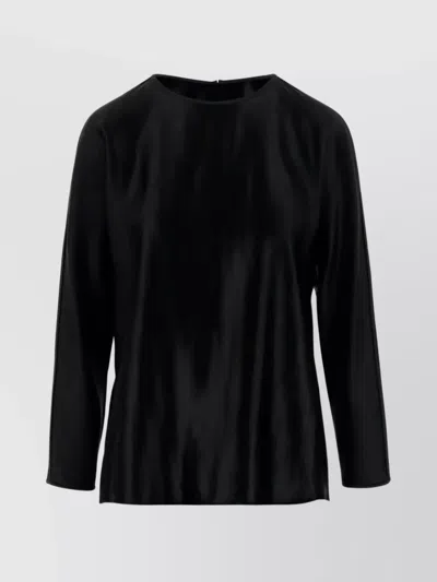 GIORGIO ARMANI SATIN LONG SLEEVE ROUND NECK TOP