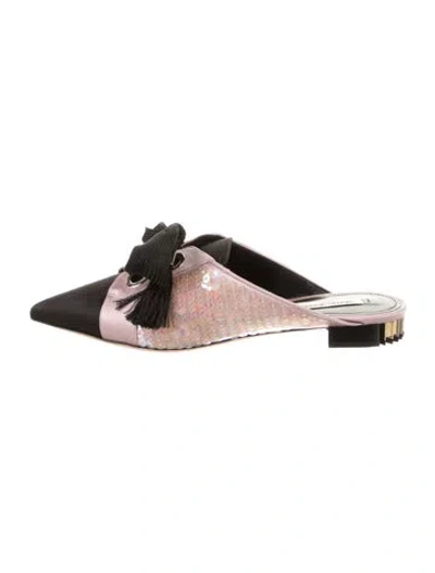 Pre-owned Giorgio Armani Satin Patterned Mules In Pink