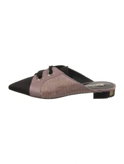 Pre-owned Giorgio Armani Satin Patterned Mules In Pink