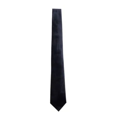Giorgio Armani Satin Pointed Tip Tie In Black