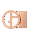 Giorgio Armani Satin Rose Gold-plated Ga Logo Belt Buckle In Yellow