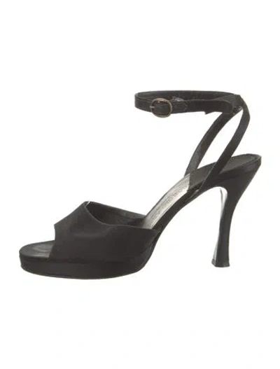 Pre-owned Giorgio Armani Satin Sandals In Black