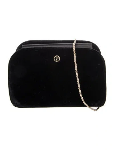 Pre-owned Giorgio Armani Satin Shoulder Bag In Black