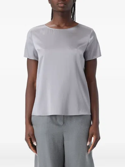 Giorgio Armani Satin Top In Gray