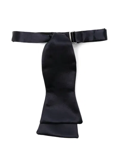 Giorgio Armani Satin-finish Adjustable Bow Tie In Blue