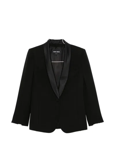 Giorgio Armani Satin-lapel Single-breasted Jacket In Black