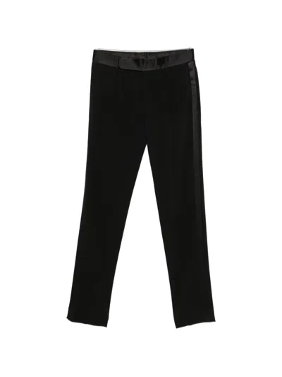 Giorgio Armani Satin-trim Pleated Trousers In Black
