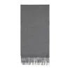 Giorgio Armani Luxe Grey Cashmere Fringed Scarf In Gray