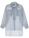 Giorgio Armani Scarf-detail Organza Shirt In Blue