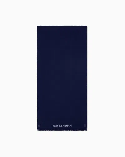 Giorgio Armani Scarf In Virgin Wool In Blue