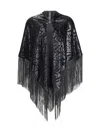 Giorgio Armani Women Velvet Shawl With Fringes In Black