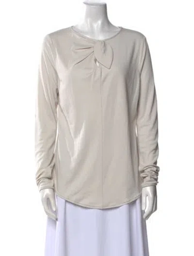 Pre-owned Giorgio Armani Scoop Neck Long Sleeve Blouse In Neutral