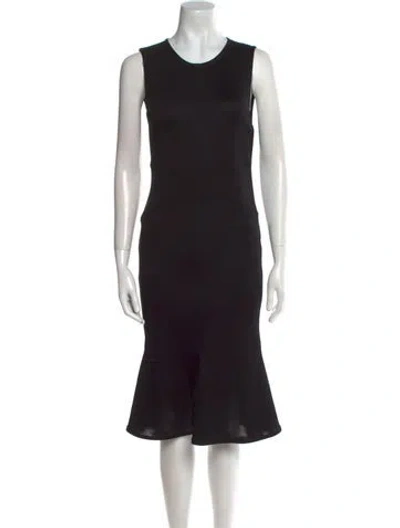 Pre-owned Giorgio Armani Scoop Neck Midi Length Dress In Black