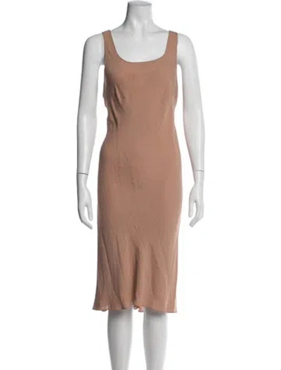 Pre-owned Giorgio Armani Scoop Neck Midi Length Dress In Neutrals