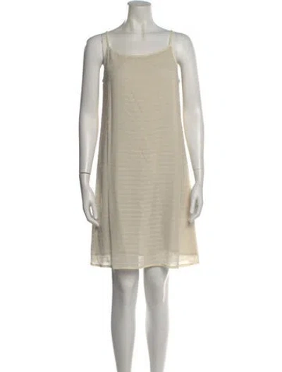 Pre-owned Giorgio Armani Scoop Neck Mini Dress In Neutral