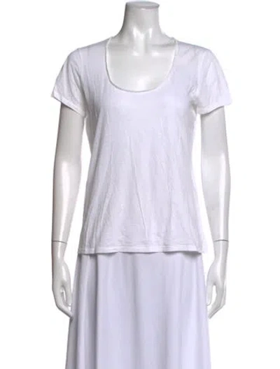 Pre-owned Giorgio Armani Scoop Neck Short Sleeve T-shirt In White