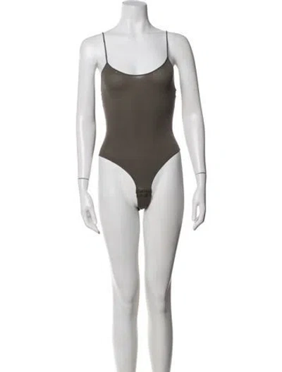 Pre-owned Giorgio Armani Scoop Neck Sleeveless Bodysuit In Neutrals
