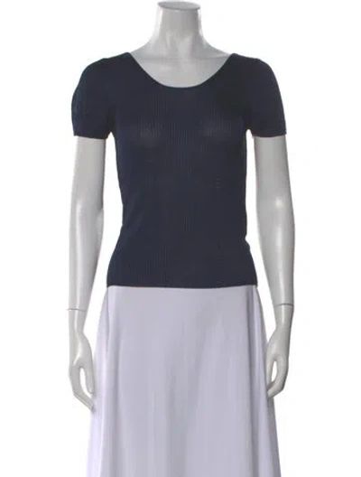 Pre-owned Giorgio Armani Scoop Neck Sweater In Blue
