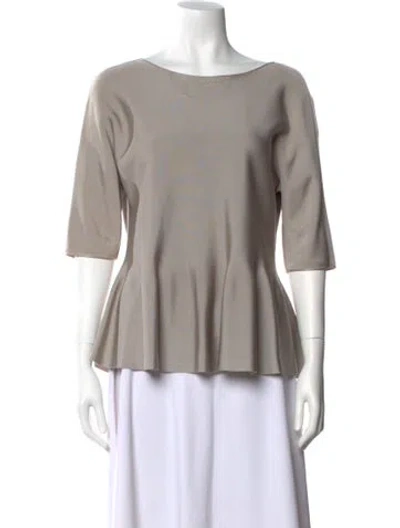 Pre-owned Giorgio Armani Scoop Neck Three-quarter Sleeve T-shirt In Grey