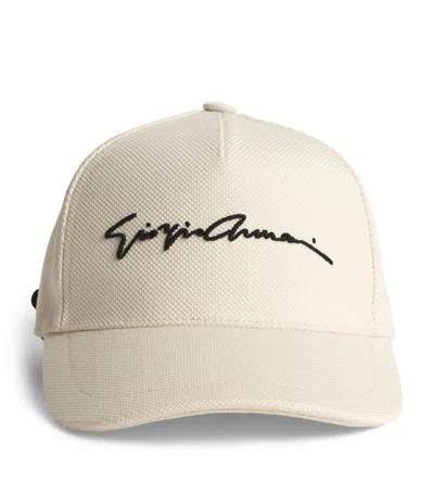 Giorgio Armani Script Logo Baseball Cap In Beige