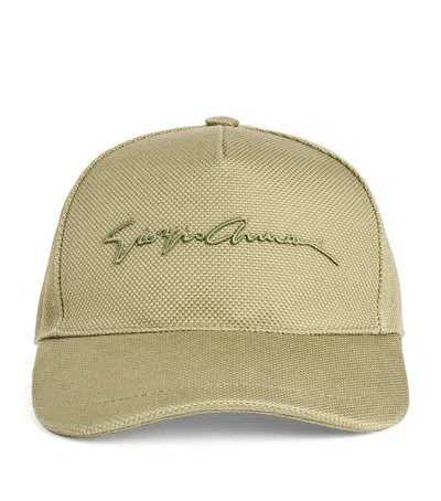 Giorgio Armani Script Logo Baseball Cap In Beige