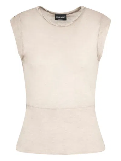 Giorgio Armani Seam-detail Top In Neutral