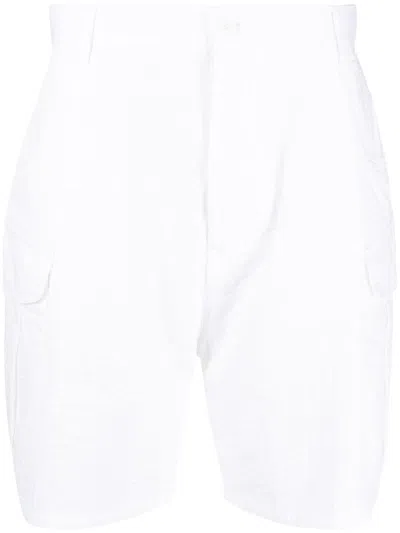 Giorgio Armani Seersucker Cargo Shorts In White