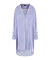 Giorgio Armani Long Shirt In Shiny Fabric In Blue