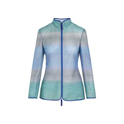 Giorgio Armani Semi-sheer Striped Zip-up Jacket In Multicolour