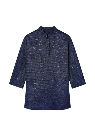 Giorgio Armani Sequin Coat In Blue