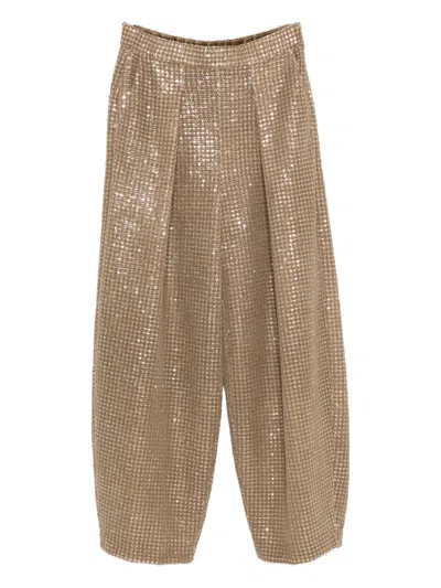 Giorgio Armani Sequin-embellished Pants In Gold